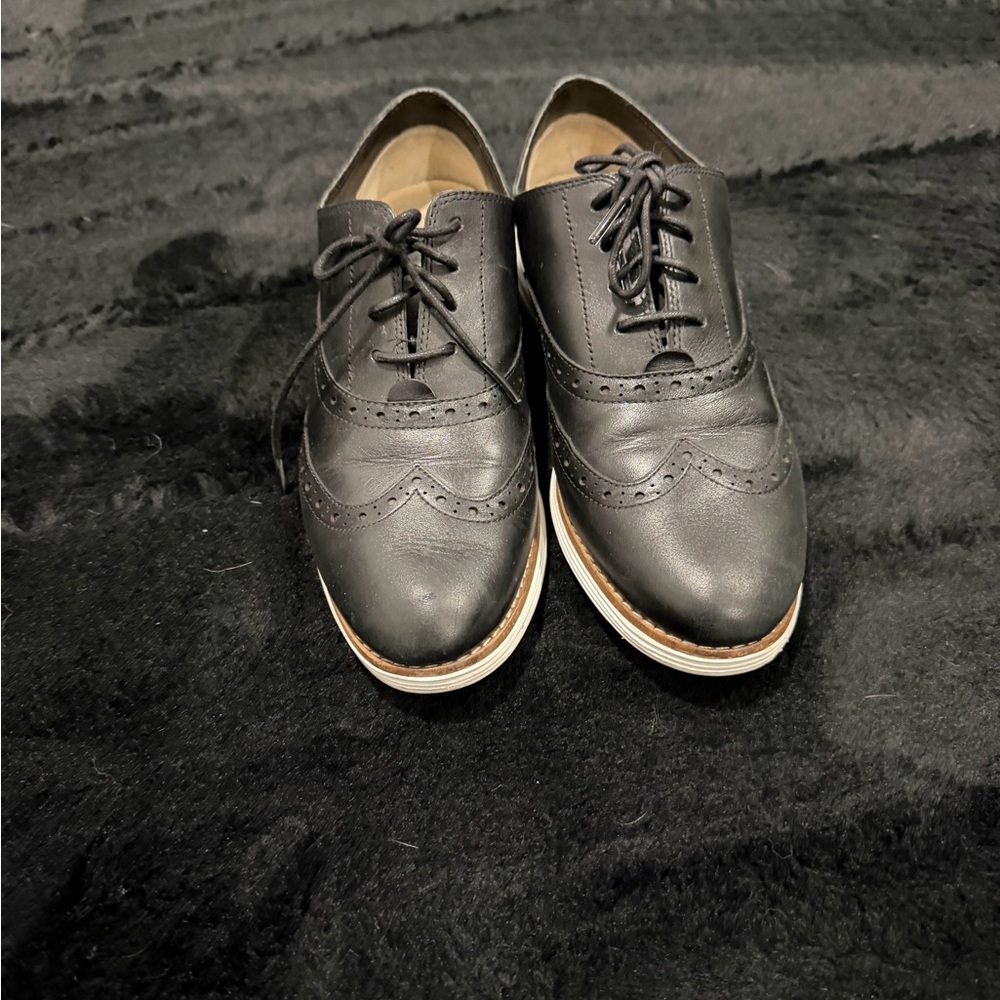 Cole Haan Black Leather Women's Oxfords